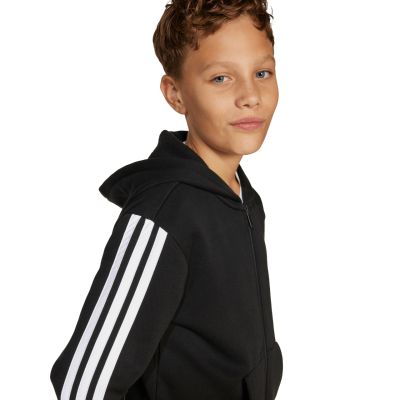 15. adidas Essentials Full-Zip Kinder-Sweatshirt Schwarz und Weiß JD6494