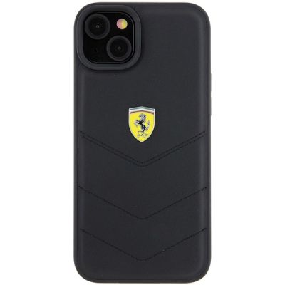 3. Ferrari FEHCP15MRDUK iPhone 15 Plus 6,7" schwarz/schwarzes Hardcase mit gestepptem Metalllogo