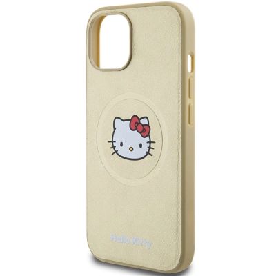 6. Hello Kitty Kitty Head MagSafe-Hülle aus Leder für iPhone 15 – Gold