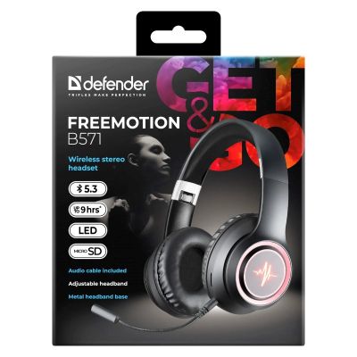 9. Defender Bluetooth Freemotion Kopfhörer B571 Schwarz LED