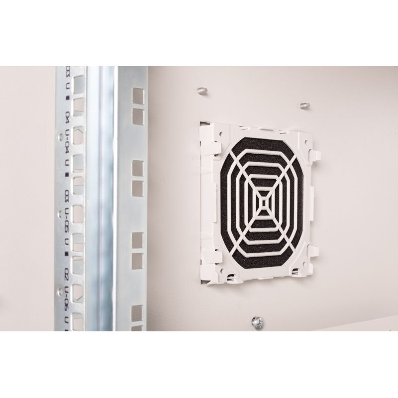 24. Digitus 19" 7U Wand-Netzwerkschrank 600x600 mm, Volltür, grau, ungeteilt, montiert, IP55, 100 kg