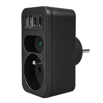 13. MACLEAN Steckdosenleiste x2 + 4xUSB, Verteiler mit 2 Steckdosen, 2xUSB-A, 2xUSB-C PD 20W, 1x16A + 1x6A MCE249 F/B