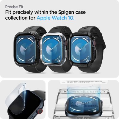 12. Spigen Elite Shield „EZ FIT“ 2-PACK Hybridglas für Apple Watch 10 (46 mm) – transparent