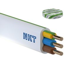 Flachdraht-Installationskabel YDYP 3X 2,5 ŻO NKT weiß 450/750V Klasse 1