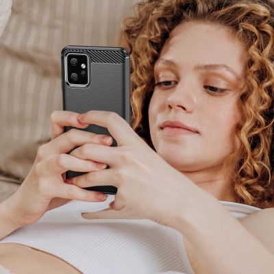 8. Carbon Case für Motorola Moto G Power 2023 flexible Silikon-Carbon-Hülle schwarz