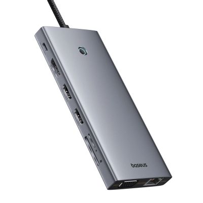3. HUB Baseus PortalJoy Series 13in1 USB-C – 2x HDMI / DP / VGA / USB-A 3.1 / USB-C 3.1 / USB-A 2.0 / PD / RJ45 / SD / TF / AUX – grau