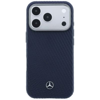 3. Mercedes Leder-Halbhülle in Holzoptik mit MagSafe-Funktion für iPhone 17 Pro Max – Marineblau