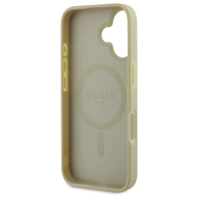 7. Guess Saffiano Peony Classic Logo MagSafe Hülle für iPhone 16 - Gold