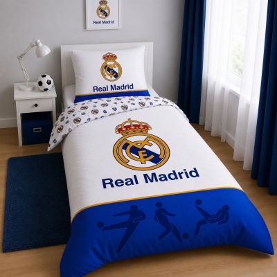 2. Real Madrid Bettwäsche-Set aus Baumwolle, 140x200 + 70x90 cm, REB80223BL
