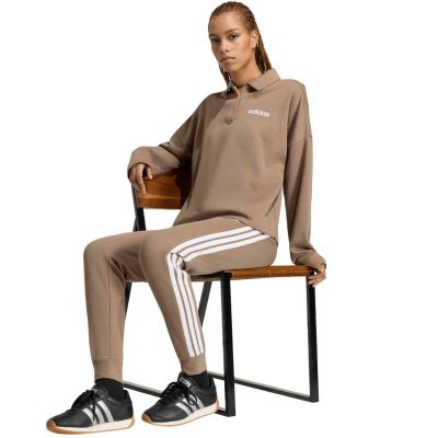 6. adidas Essentials 3-Streifen Fleece Slim Pants für Damen, Beige KF8317