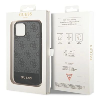 8. Guess 4G Stripe Collection Hülle für iPhone 14 / 15 Plus - Grau
