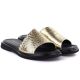 4. Damen-Flip-Flops aus goldfarbenem Leder, Vinceza 66914