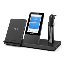Yealink WH67 UC Kabelloses Headset mit Ohrbügel, Kopfbügel und Nackenbügel, inklusive Bluetooth-Ladestation für Büro/Callcenter, Schwarz