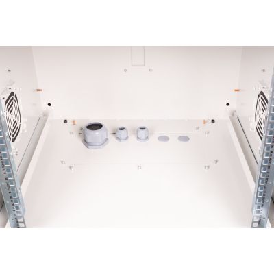 26. Digitus 19" 9U 600x600 Wand-Netzwerkschrank, Volltür, grau, ungeteilt, montiert, IP55, 100 kg