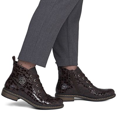 5. Damen-Ankle-Boots aus Lackleder, braun, Rieker 71205-25