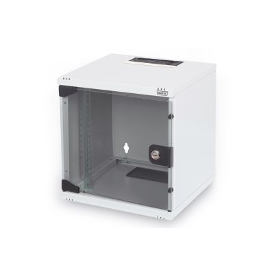3. 10-Zoll-Netzwerkset: 6HE-Wandschrank, Ablage, Steckdosenleiste, 8-Port-Switch, Cat.6-Anschlussfeld, grau