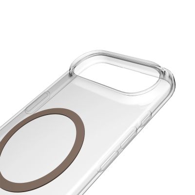 5. Puro Lite Mag TPU+PC Hülle kompatibel mit MagSafe für iPhone 17 Air - Transparent mit braunem Ring