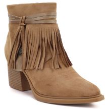 Damen-Cowboystiefel mit Fransen, gefüttert, kamelfarben, M.Daszyński
