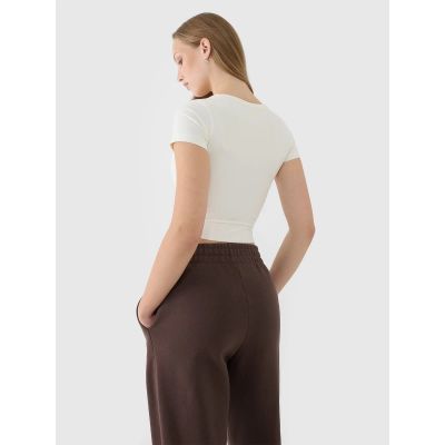 6. Damen Crop Top schlichtes T-Shirt 4F 4FRSS25TTSHF2695-11S