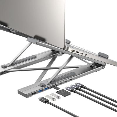 7. UNITEK Verstellbarer Laptopständer + Hub mit USB-C/A, HDMI 2.0, PD 100W