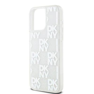 6. DKNY Liquid Glitter Multilogo Hülle für iPhone 15 Pro Max – Weiß