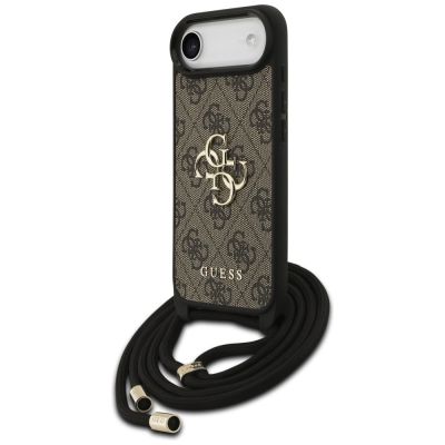 2. Guess 4G Big Logo Cord Stap Crossbody Case für iPhone 17 Air - Braun