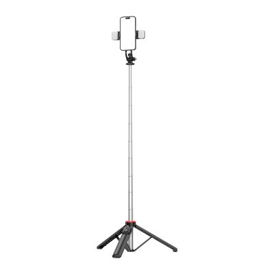 Selfie-Stick WC13YDS Teleskopstativ 1,3 m mit Doppellampe und Telefonhalter – Schwarz