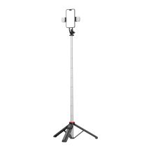 Selfie-Stick WC13YDS Teleskopstativ 1,3 m mit Doppellampe und Telefonhalter – Schwarz