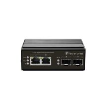 LevelOne IGP-0431 Switch – unmanaged – 2 x 10/100/1000 (PoE) + 2 x Gigabit SFP – DIN-Schienenmontage – PoE – DC-Netzteil