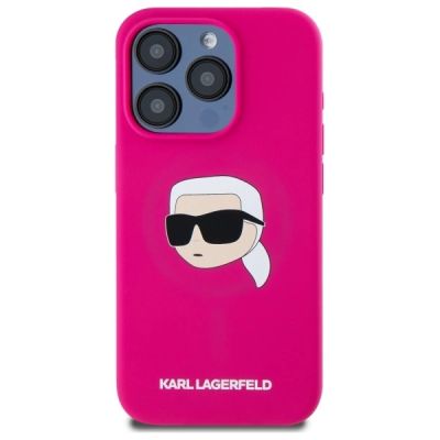 3. Karl Lagerfeld KLHMP15LSKHPPPLF iPhone 15 Pro 6,1" Fuchsia/Fuchsia Hardcase Silikon Karl Head Print MagSafe