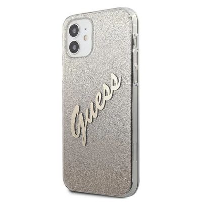 2. Guess GUHCP12SPCUGLSGO iPhone 12 mini 5,4" Gold/Gold Hardcase Glitter Gradient Script