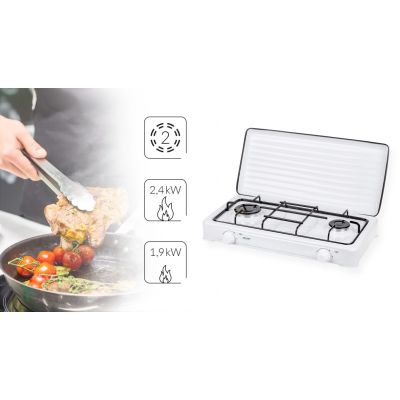 2. Smile KN-02/1K Gasherd (zweiflammig, 4300 W, weiß)