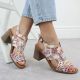 6. Damen-Sandalen mit hohem Absatz und durchbrochenem Blumenmuster, Modell Jezzi 24125