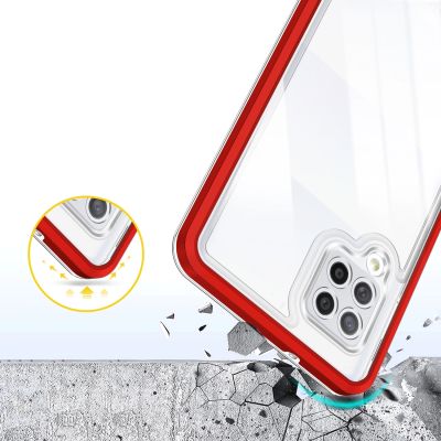 6. Klare 3in1 Hülle für Samsung Galaxy A42 5G Frame Gel Cover Rot