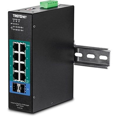 5. TRENDnet Switch 10-Port Industrie-Gbit PoE+ L2 Metall IP30