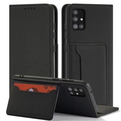 3. Magnetkartenhülle Hülle für Samsung Galaxy A12 5G Tasche Geldbörse Kartenhalter Schwarz