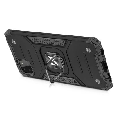 4. Wozinsky Ring Armor Tough Hybrid Case Cover + Magnethalterung für Samsung Galaxy A22 4G Silber