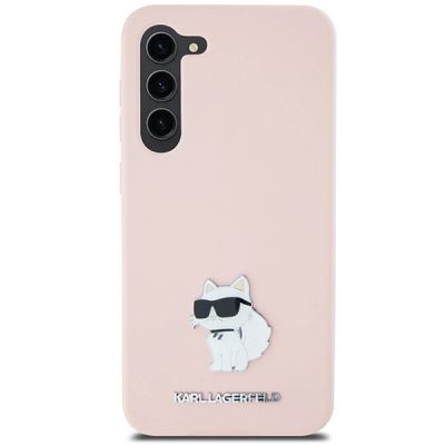3. Karl Lagerfeld Choupette Metal Pin-Hülle aus Silikon für Samsung Galaxy S23+ – Rosa