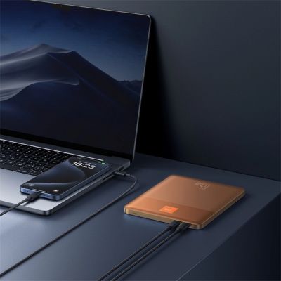 11. Baseus Blade2 12000mAh 65W Powerbank mit Digitalanzeige (mit Baseus Mini White Series USB-C - USB-C 100W (20V/5A) 50cm weißes Kabel) - Orange