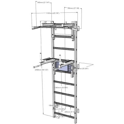32. Turnleiter mit verstellbarer Stange und Griffbank, Modell 732W