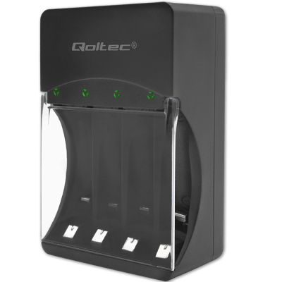 QOLTEC Ladegerät für Ni-MH-Akkus Typ R03/AAA und R06/AA | 300 mA
