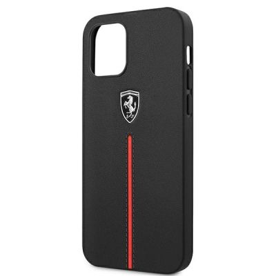 6. Ferrari FEOMSHCP12LBK iPhone 12 Pro Max schwarz/schwarz Hardcase Off Track Leather Nylon Stripe