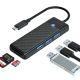 2. Orico PAPW3AT-C3 USB-Hub mit 4 Anschlüssen (3x USB-A 3.0) und microSD/SD-Kartenleser, 1 m Kabel – Schwarz
