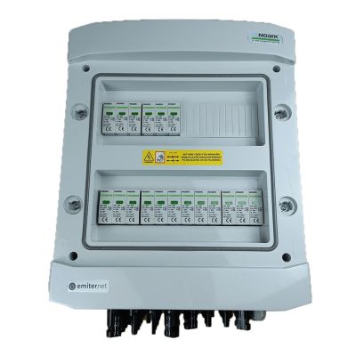 Hermetische IP65 EMITER DC-Anschlussverteileranlage mit Noark 1000V DC-Überspannungsableiter Typ 1+2, 6x PV-String, 6x MPPT