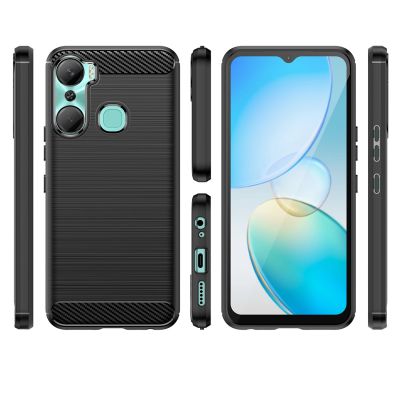 2. Carbon Case Hülle für Infinix Hot 12 Pro flexible Silikon Carbon Hülle schwarz