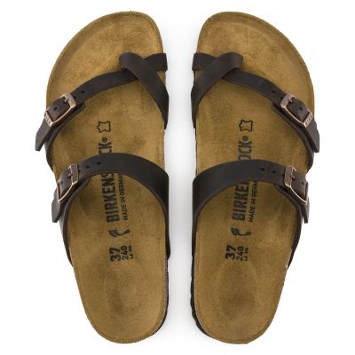 4. Birkenstock Mayari Habana schmale Damen-Flip-Flops, Nubukleder, Braun (0171323)