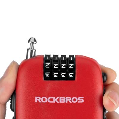 2. Rockbros 32420981001 Fahrradschloss mit einziehbarem Kabel – Rot