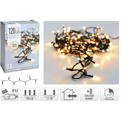6. Lichterkette für den Weihnachtsbaum, 120 LEDs, Timer, warmweiß