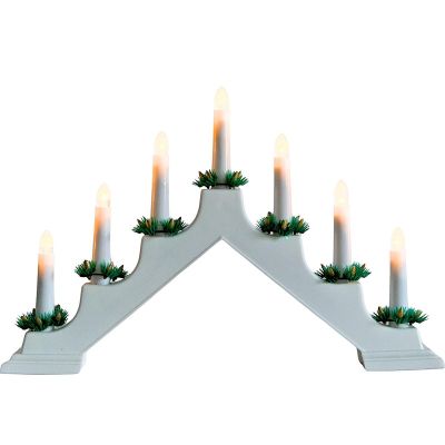 2. HOLZ-ADVENTSLEUCHTER MIT 7 LÄMPCHEN, NETZBETRIEB