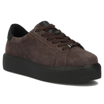 Damen-Plateau-Sneaker aus Leder, braun, Filippo DP6119
